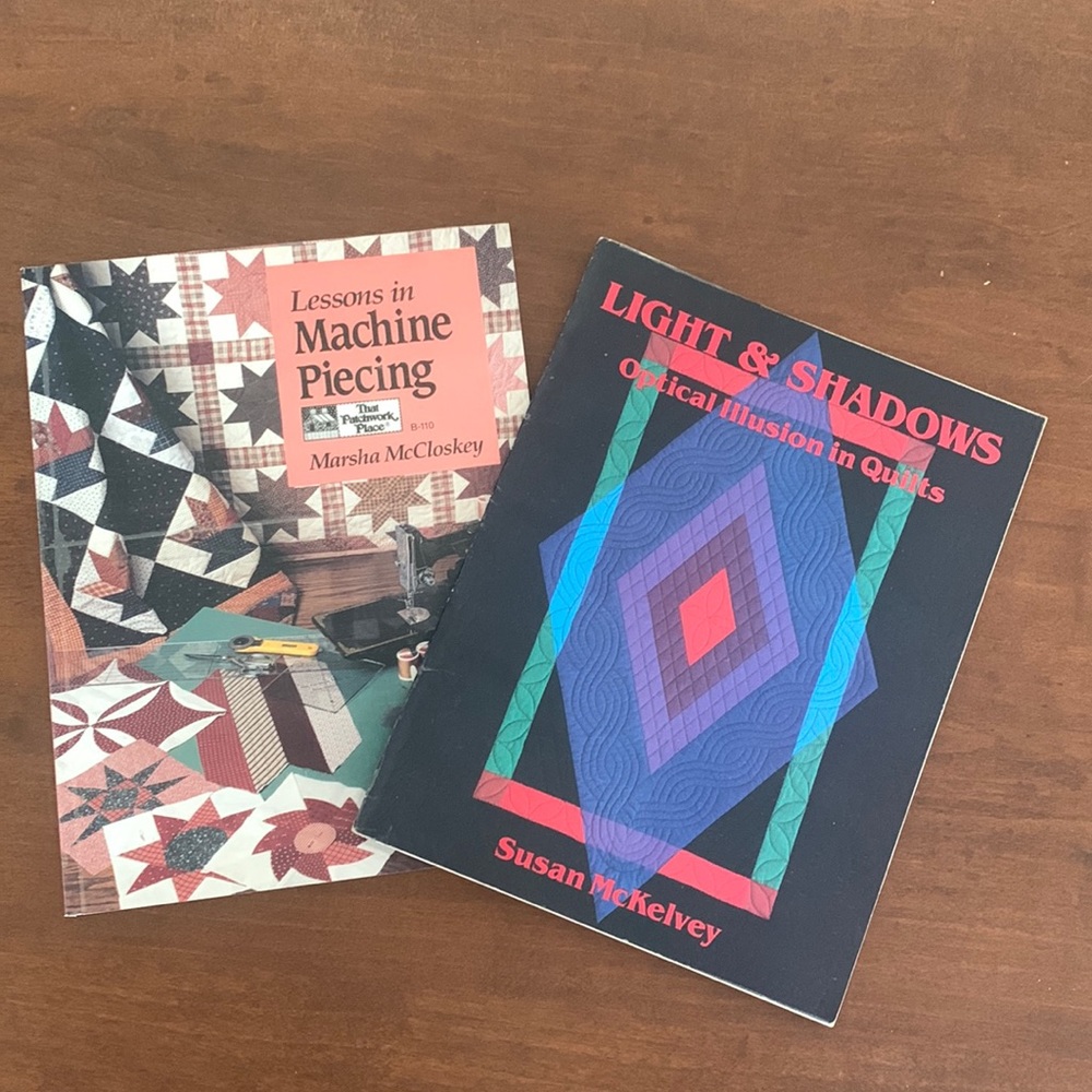 2 Quilting Books, LIght and Shadow Patterns and Machine Piecing Books